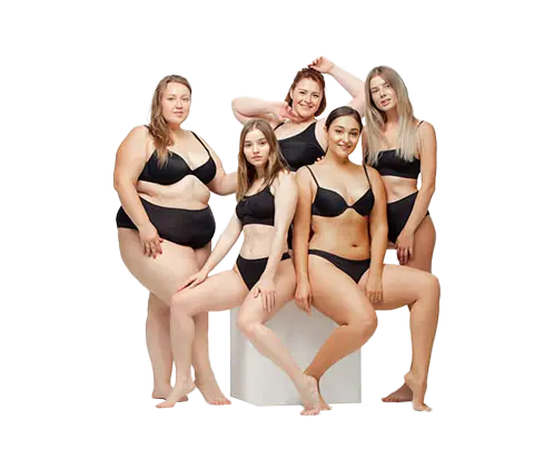 Grupo de mujeres con cuerpos diversos